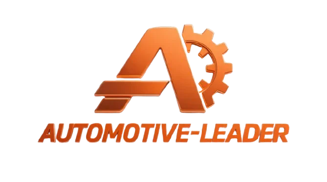 Orange 3D Automotive-Leader logo with stylized A and gear on black background