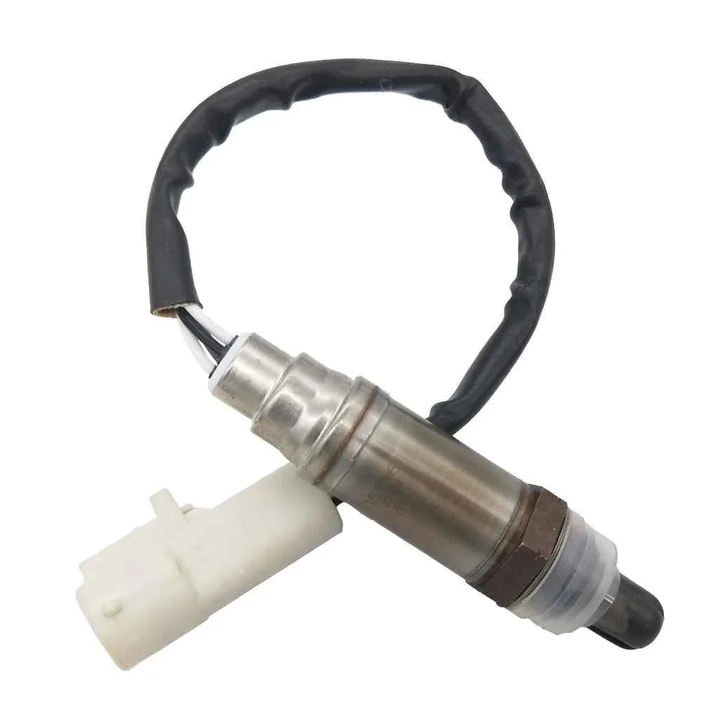 OEM-quality automotive oxygen sensor with wiring and white connector for vehicle emission control
