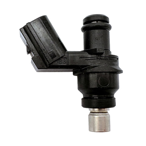 OEM-quality black automotive fuel injector with electrical connector and metal tip on white background
