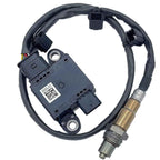 OEM-quality automotive oxygen sensor with wiring harness and connector plug on white background