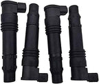 Set of four black ignition coil boots for automotive engines, OEM-quality vehicle parts
