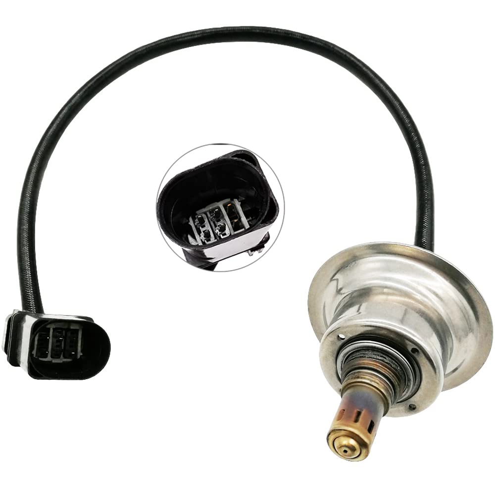 Automotive OEM oxygen sensor with black electrical connector and wire harness