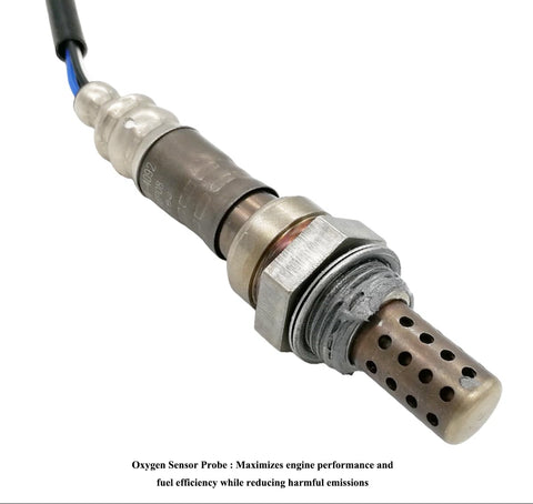 Close-up of automotive oxygen sensor with wiring, for vehicle engine performance and emissions