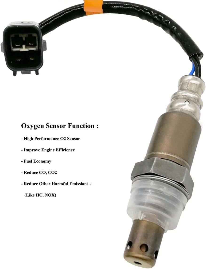 High performance oxygen sensor with connector and protective cap, improves engine efficiency and reduces emissions