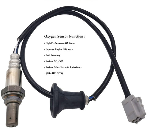 Automotive oxygen sensor with cable and plug, highlighting O2 sensor features and benefits.