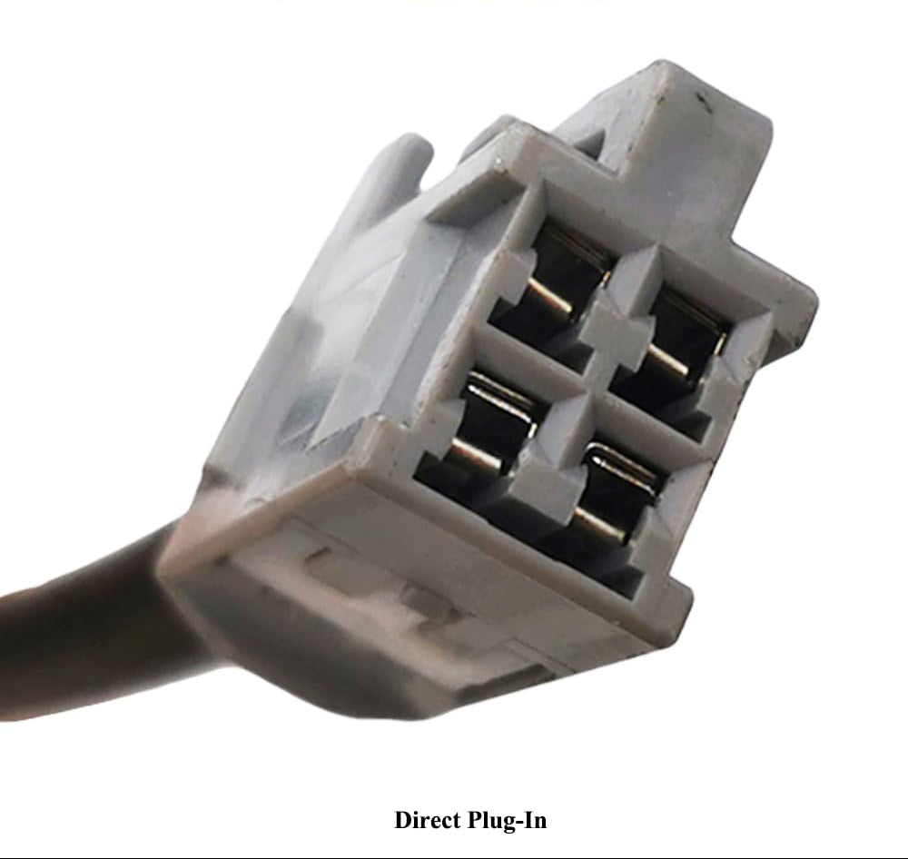 Close-up of a four-pin automotive oxygen sensor wiring connector plug