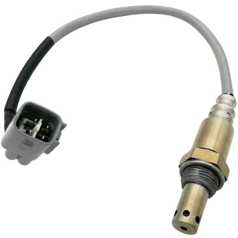 OEM oxygen sensor with gray connector and protective wire sleeve for automotive engine