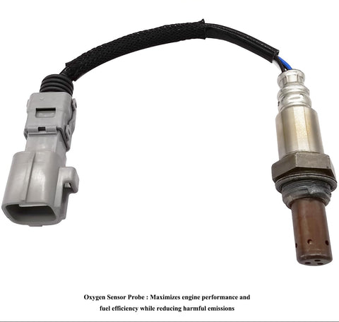 Automotive oxygen sensor with wiring connector for vehicle engine performance and emissions