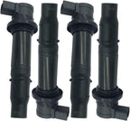 Set of four black automotive ignition coils for efficient engine ignition, OEM quality