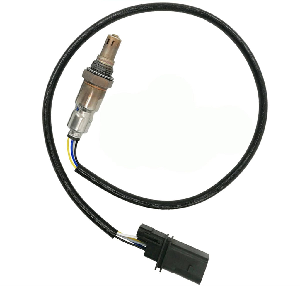OEM-quality automotive oxygen sensor with black wiring harness and connector for vehicle emissions control