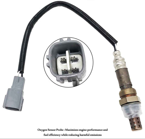 Automotive oxygen sensor with a 4-pin connector and wire harness on white background