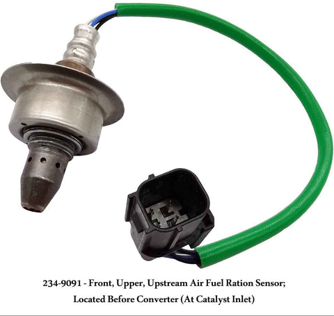 OEM upper upstream air fuel ratio oxygen sensor with green wire and black connector for automotive use