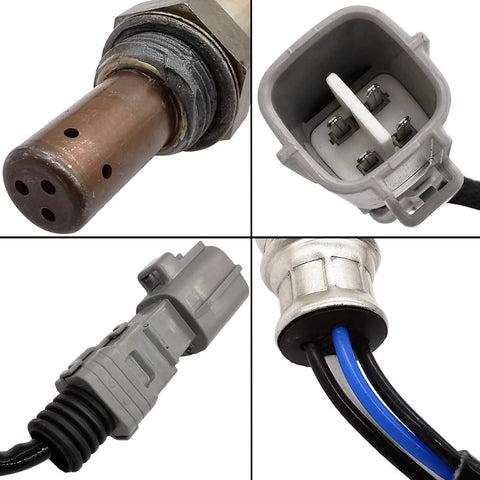 Close-up of automotive oxygen sensor with connectors and wiring for vehicle engine system