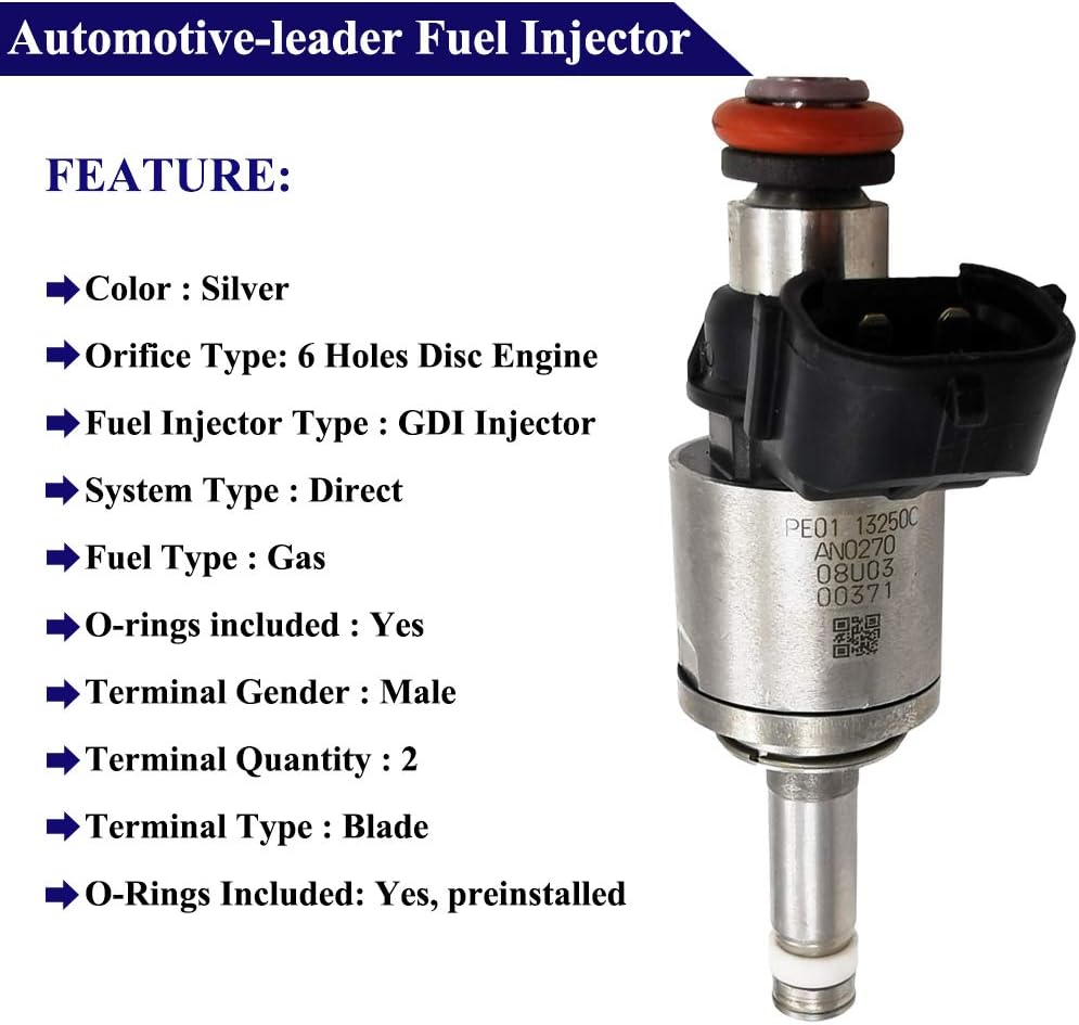 Suitable for 4Pcs Fuel Injectors Nozzle for Mazda 3 6 CX-3 CX-5 MX-5 2.0L Skyactiv (13-18) | FJ1193 PE01-13-250C PE01-13-250B