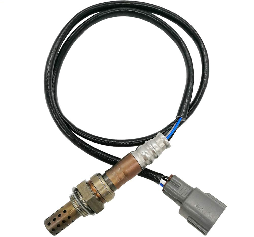 Automotive oxygen sensor with wired connector and protective black covering cable