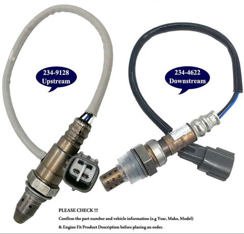 Upstream and downstream OEM oxygen sensors with connectors for automotive exhaust systems