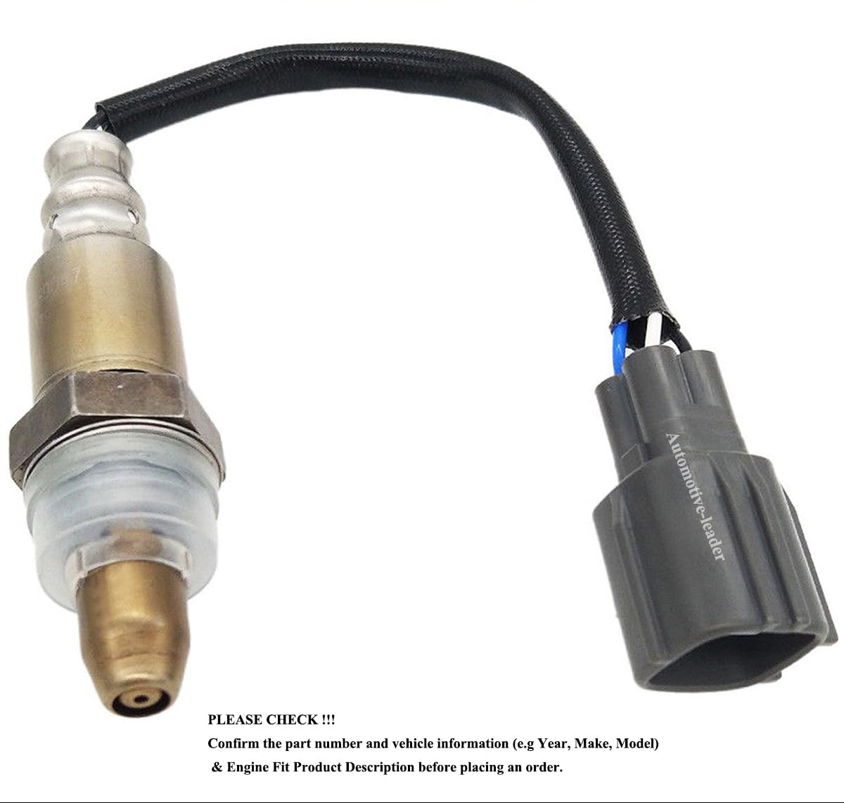 Automotive oxygen sensor with wire and connector for vehicle engine performance