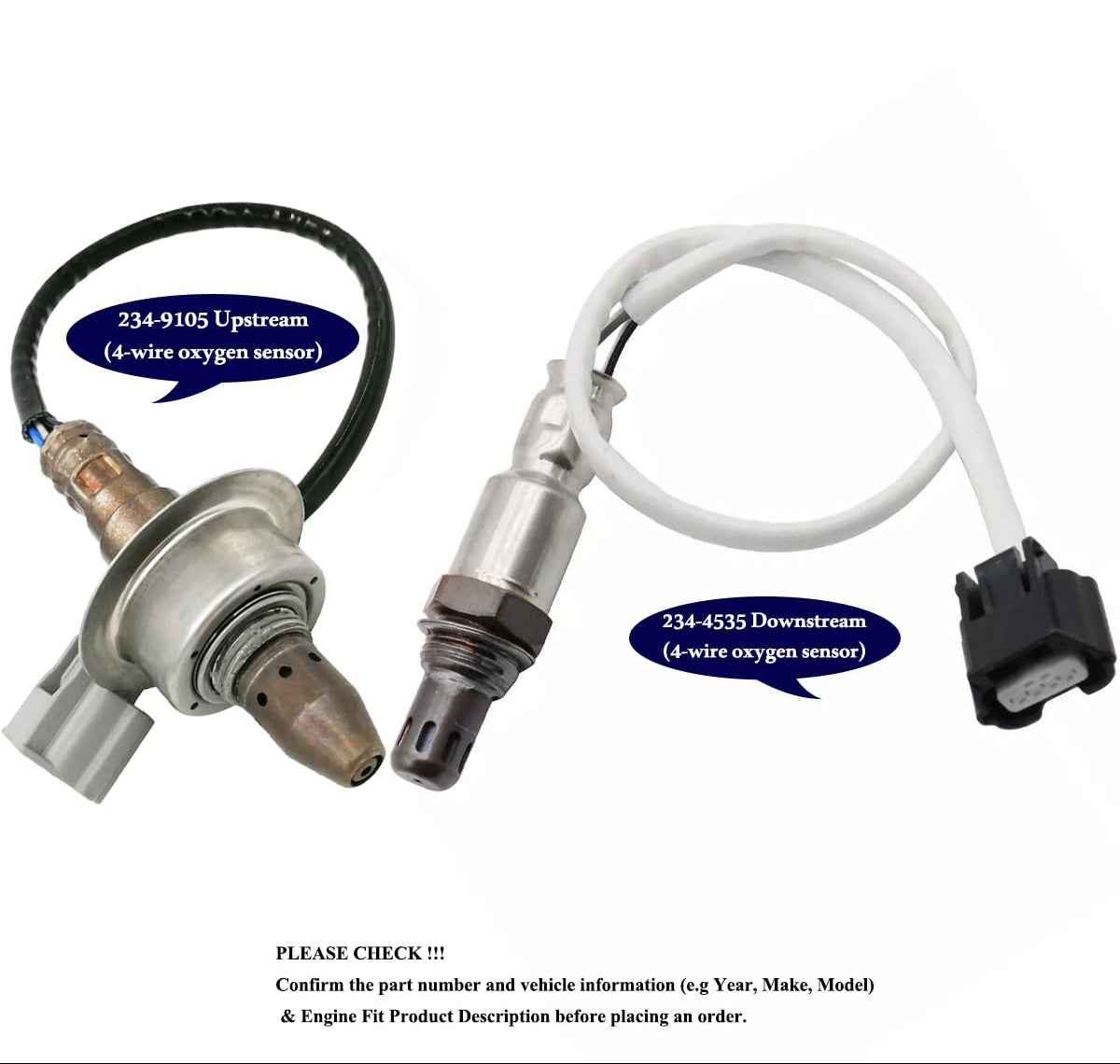 2Pcs Air Fuel Ratio & O2 Sensor for Nissan Juke 1.6L Nismo (2011-2017) 22693-1KC0A 226A0-1KC0A