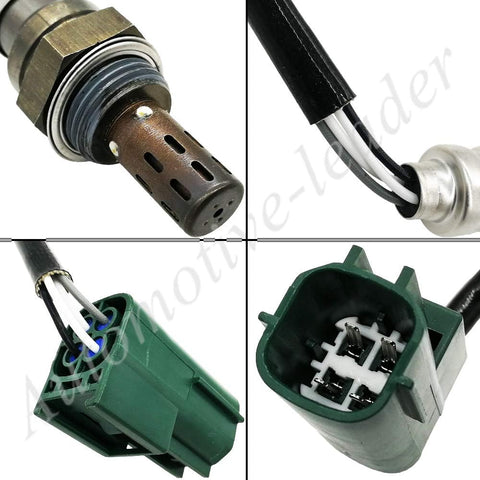 OEM automotive oxygen sensor with wire harness and green connector for vehicle emissions control