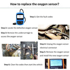 Step-by-step guide to replace oxygen sensor with diagnostic tool and engine photos