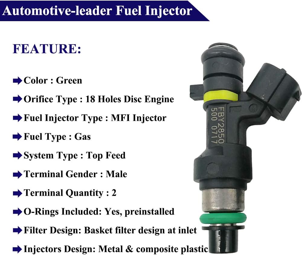 4Pcs FIJ0026 FBY2850 16600-EN200 Fuel Injector 18 Holes Disc Nozzle Compatible for Nissan 09-14 Cube 1.8L-L4 13-17 NV200 2.0L-L4 07-12 Versa 1.8L-L4 07-12 Sentra 2.0L-L4 16600 EN200