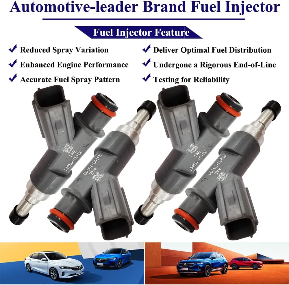 4Pcs Fuel Injectors Nozzles for Toyota Tacoma 4Runner Hiace 2.7L (05-16) | FJ783, 2325075100