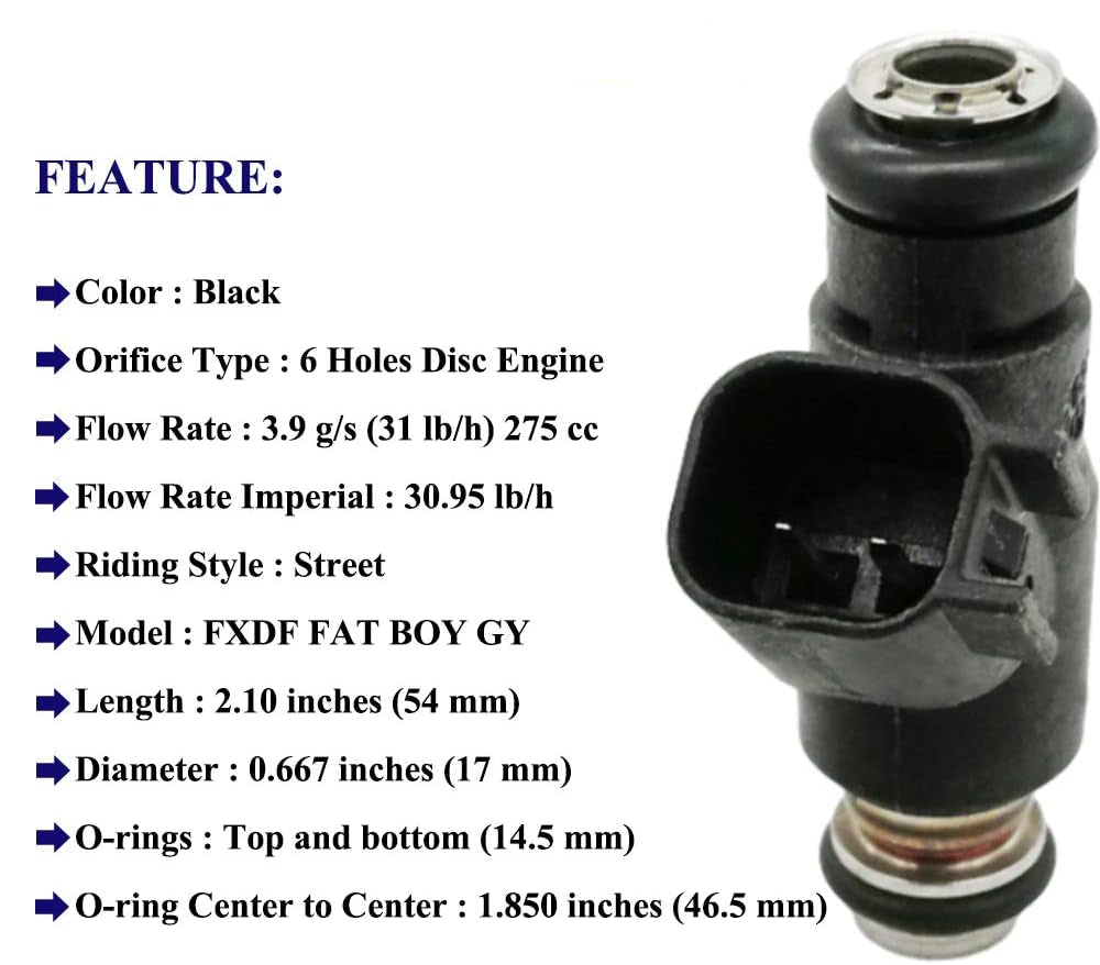 2Pcs Fuel Injectors Nozzle for Harley Davidson Dyna Motorcycle 275CC 25 Degree (2007-2015) | 27709-06A 27625-06
