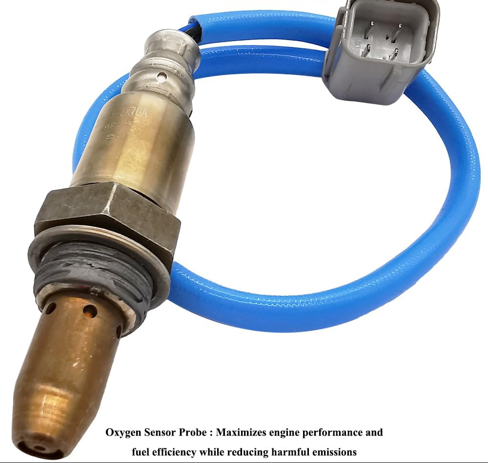 OEM oxygen sensor probe with blue wiring harness for accurate engine performance and emission control