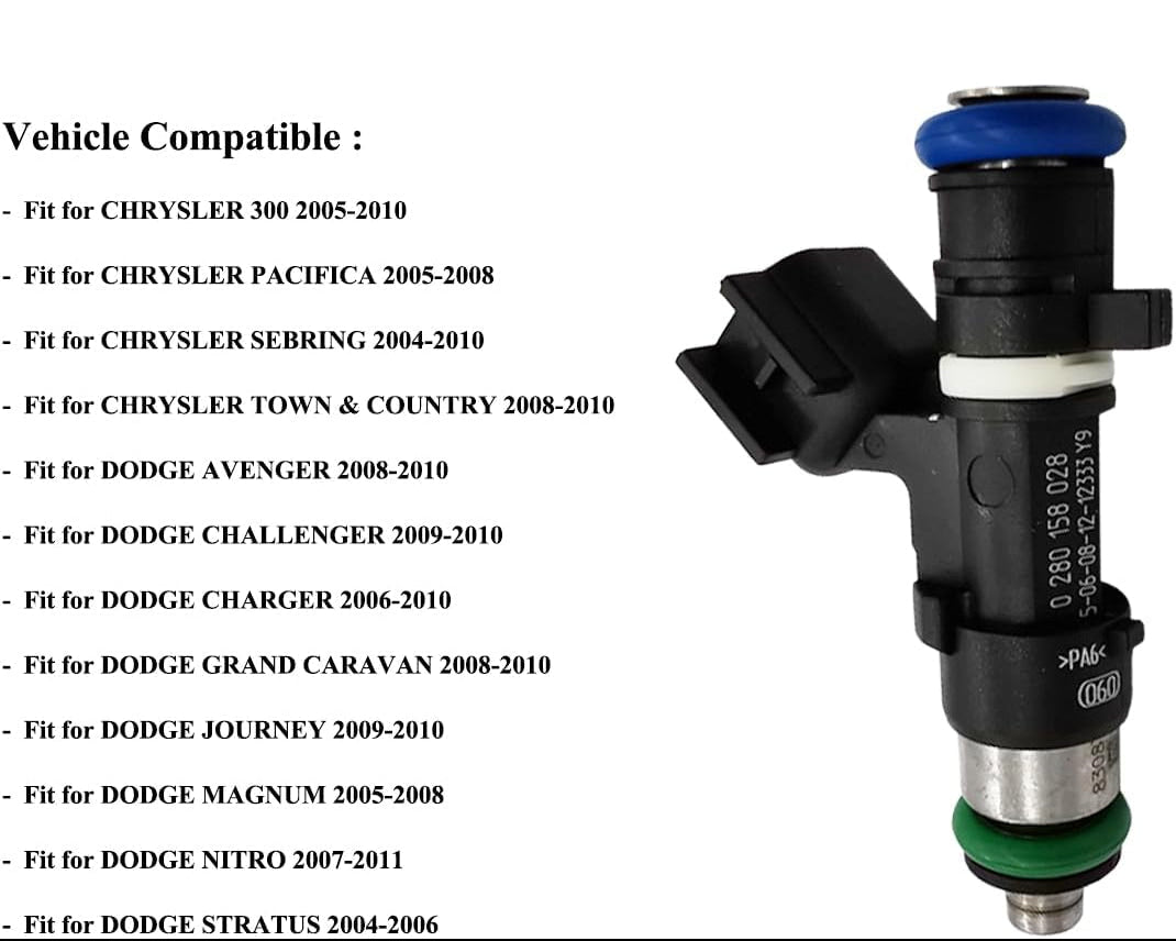 6Pcs 0280158028 FJ612 Fuel Injectors Dodge Charger 3.5L