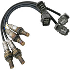 Set of four OEM oxygen sensors with wiring harness and connectors for automotive engine systems