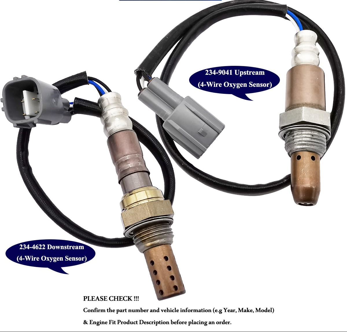 2Pcs Air Fuel Ratio & O2 Sensor for Toyota RAV4 2.4L (2006-2008) - 234-9041 234-4622