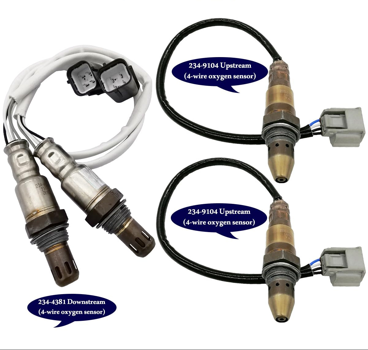 4Pcs Oxygen Sensor Set for Nissan NV2500 NV3500 5.6L V8 (2012-2017) 234-9104 234-4381