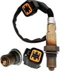 OEM oxygen sensor with black wiring harness and orange connector for automotive engine emission control