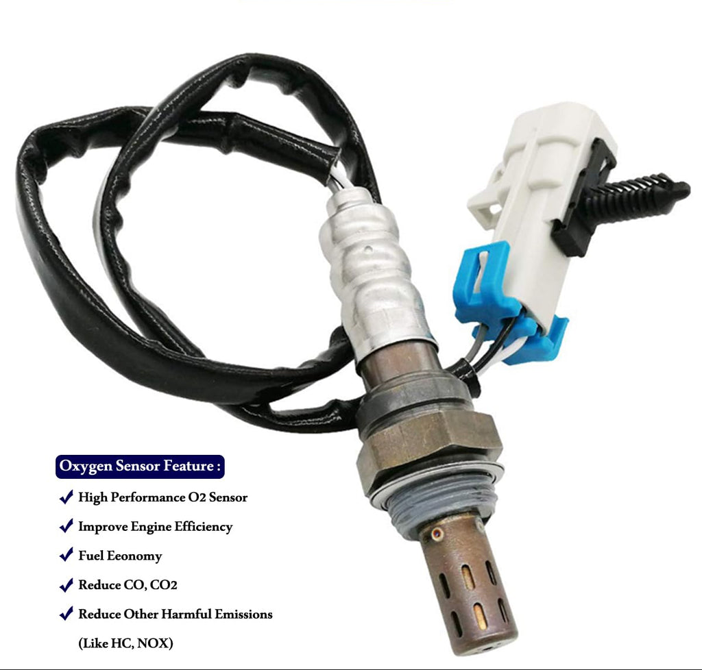 High performance automotive oxygen sensor with black wiring and white connector for engine efficiency