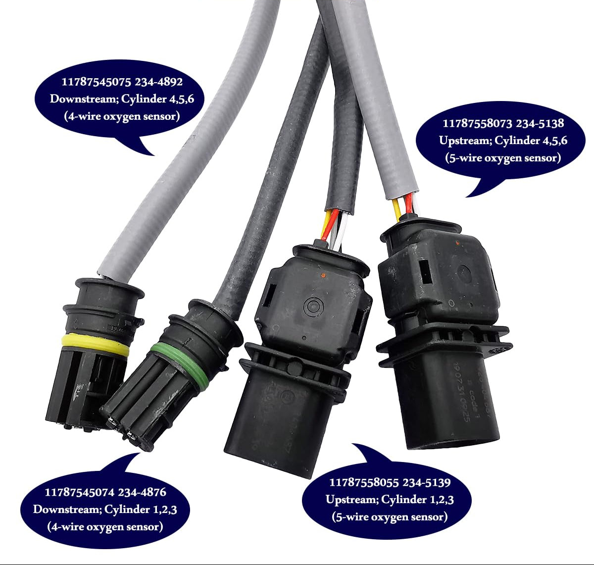 4Pcs Wideband O2 Sensor Set for BMW 128i 328i X3 X5 (E90/E82) - 11787558073 11787558055