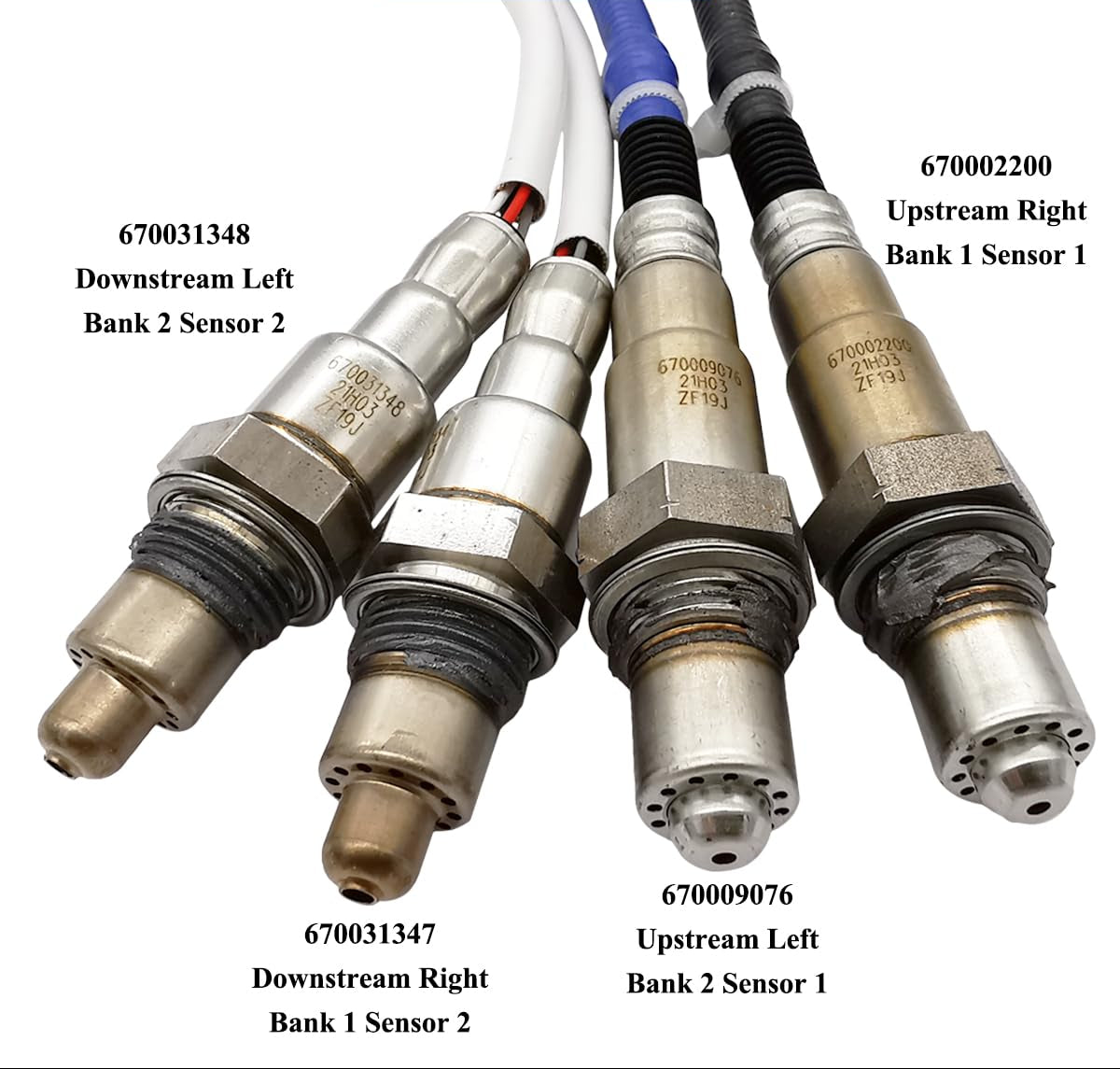 Suitable for 4Pcs Lambda O2 Sensor Set for Maserati Ghibli 3.0L V6 (M157) 2017 | 670009076, 670002200, 670031347, 670031348