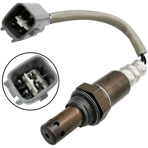 Close-up of automotive oxygen sensor with wiring harness for vehicle emissions control