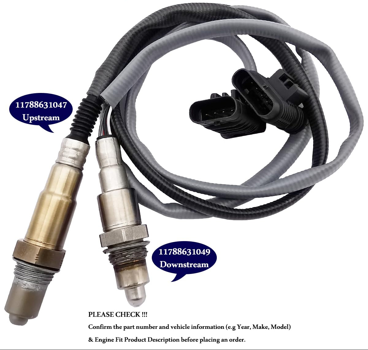 2Pcs Oxygen Sensor Upstream & Downstream for BMW 230i 330i 430i X3 (B48/B46) 11788631047 11788631049