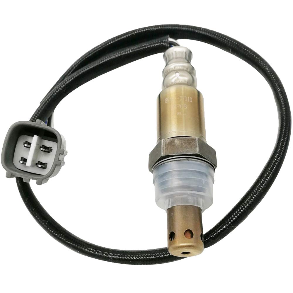 Automotive oxygen sensor with wiring harness and connector on white background