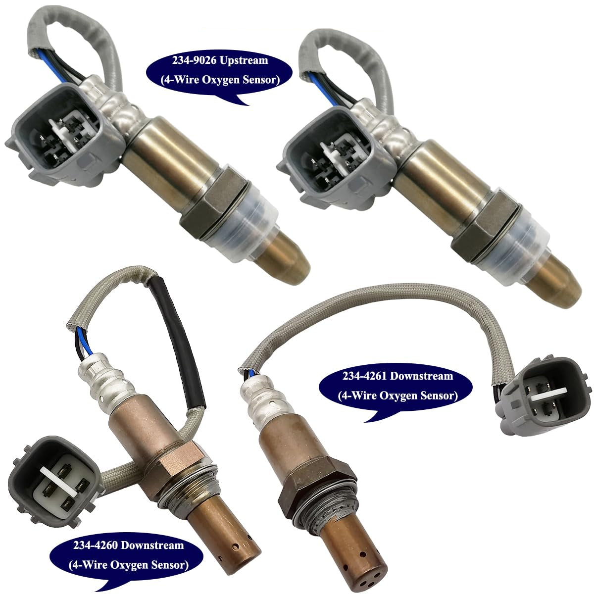 4Pcs 234-9026 234-4260 234-4261 Upstream Downstream Air Fuel Ratio Oxygen O2 Sensor for Toyota Tacoma 2005 2006 4.0L V6 89467-04060 89465-04300 89465-04270