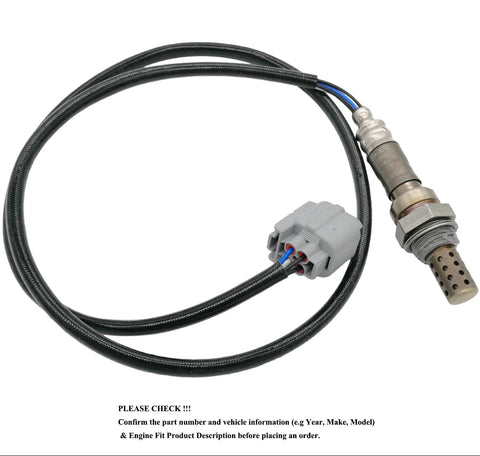 OEM-quality automotive oxygen sensor with gray wiring harness and protective sleeve.