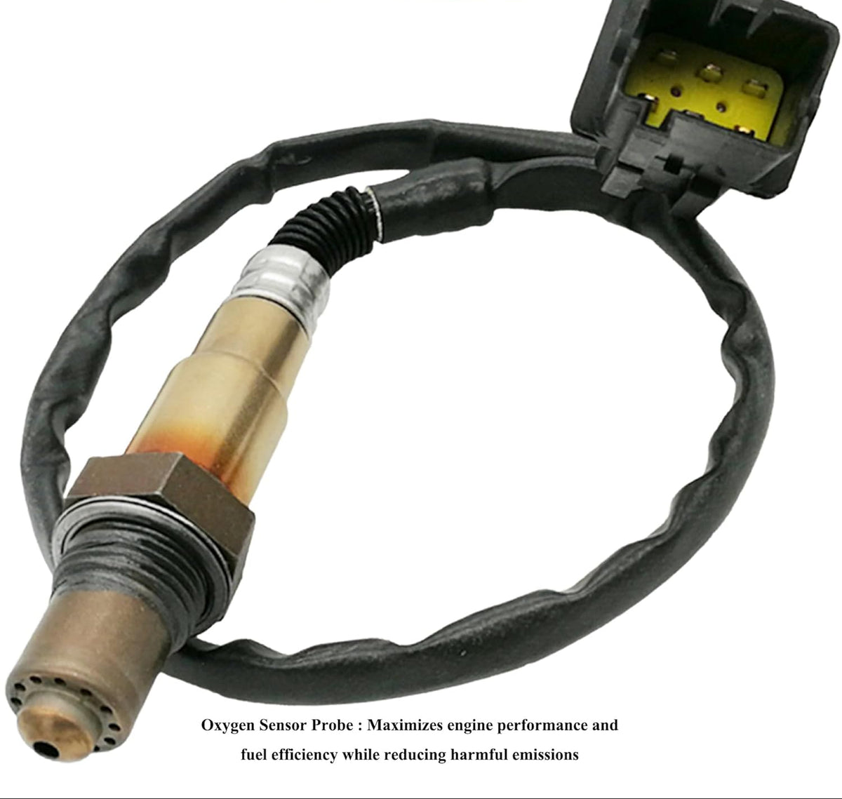 OEM-quality automotive oxygen sensor with wiring harness and connector for engine performance
