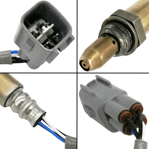 Close-up of automotive oxygen sensor and wiring connectors for vehicle engine systems