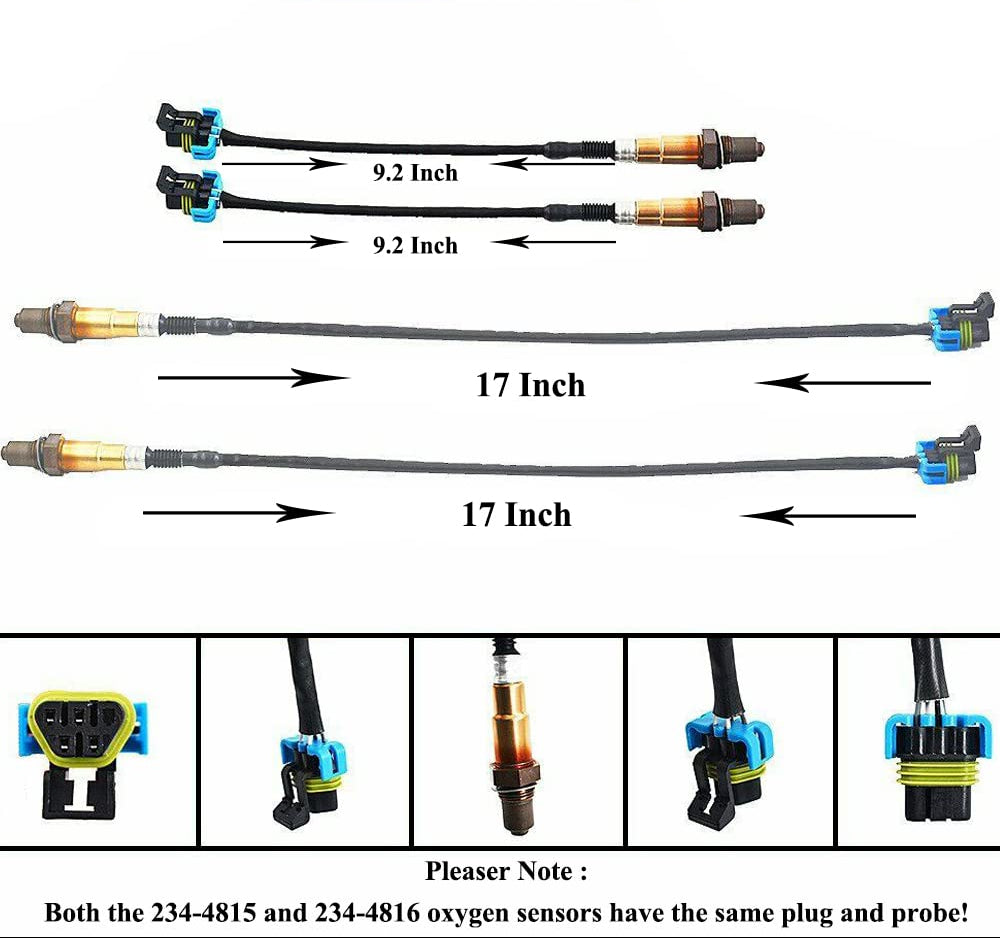 4Pcs O2 Sensor Set for Chevy Traverse GMC Acadia Buick Enclave 3.6L V6 (2009-2011) | 234-4815 234-4816