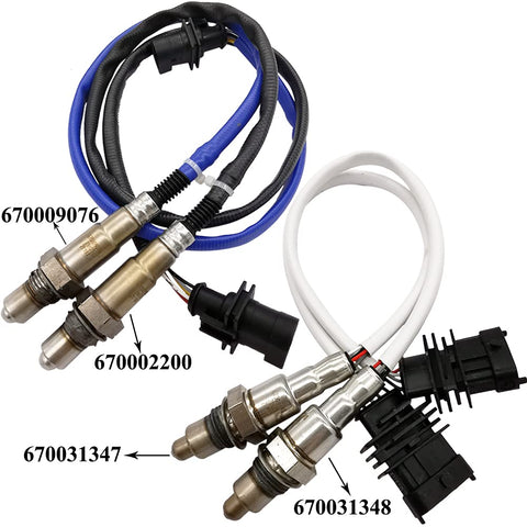 Suitable for 4Pcs Lambda O2 Sensor Set for Maserati Ghibli 3.0L V6 (M157) 2017 | 670009076, 670002200, 670031347, 670031348