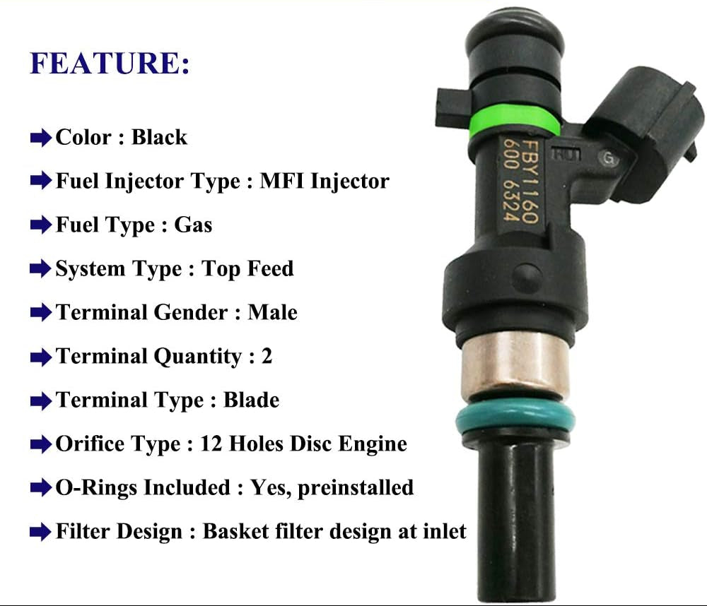 4Pcs Fuel Injectors for Nissan Versa 1.6L L4 HR16DE (2009-2011) | FJ1075 16600-ED000