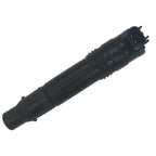 Black automotive ignition coil with electrical connector plug isolated on white background