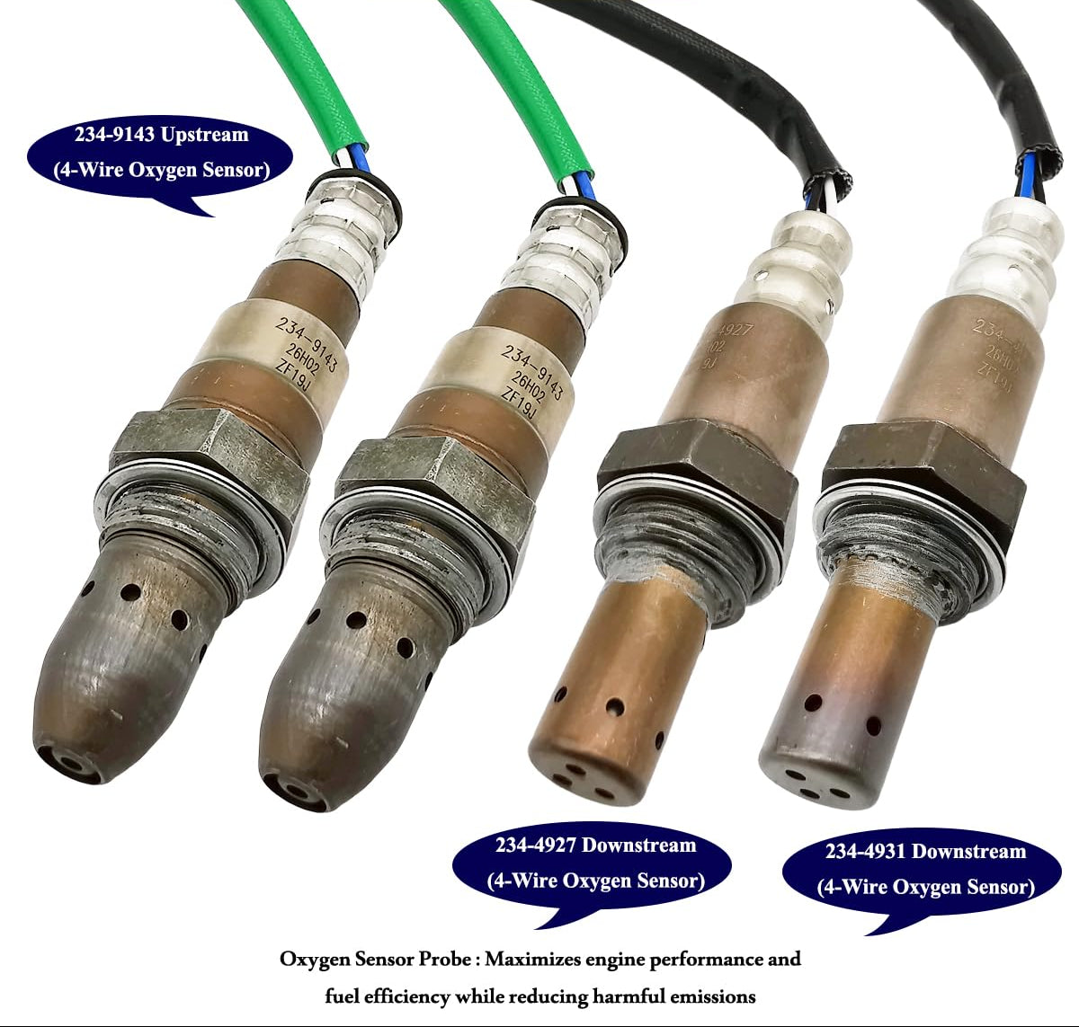 4Pcs 2 * 234-9143 234-4931 234-4927 Upstream Downstream Oxygen O2 Sensor for Toyota 4Runner V6-4.0L 2015 2016 2017 2018 2019