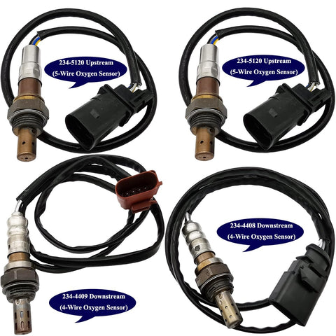 4Pcs 2 * 234-5120 234-4409 234-4408 Upstream Downstream Oxygen O2 Sensor for Audi A4 A6 3.2L V6 2005 2006 2007 2008 2009