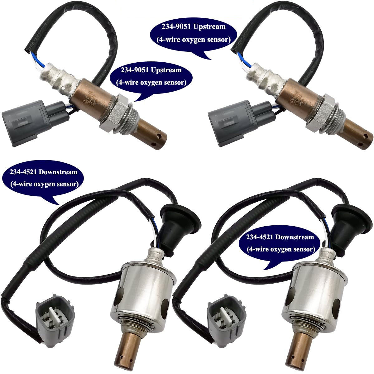4Pcs Upstream Downstream Oxygen Sensor for Lexus GS350 GS450h IS250 IS350 2.5L 3.5L (2006-2008) | 234-9051 234-4521